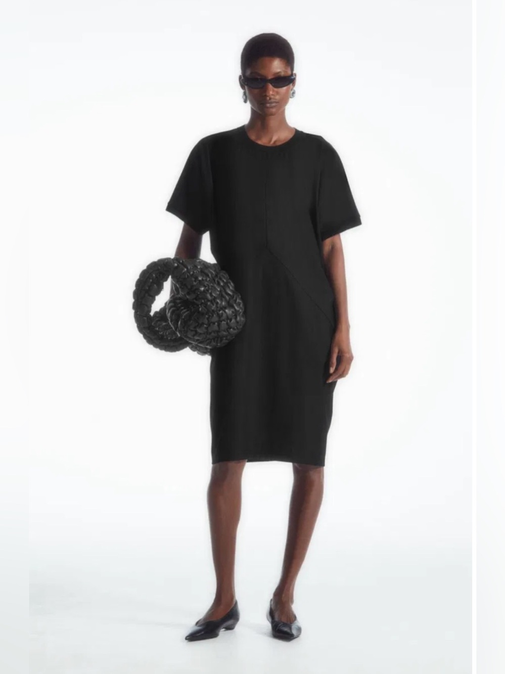 COS Batwing-Sleeve T-Shirt Dress in black